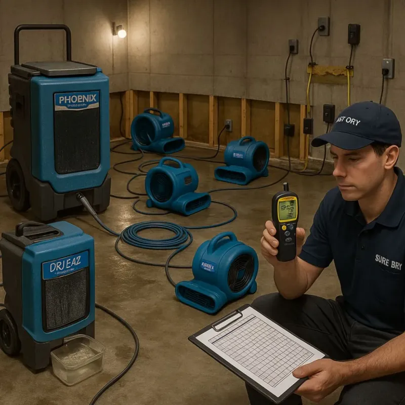 Structural Drying and Dehumidification process in College Station, TX